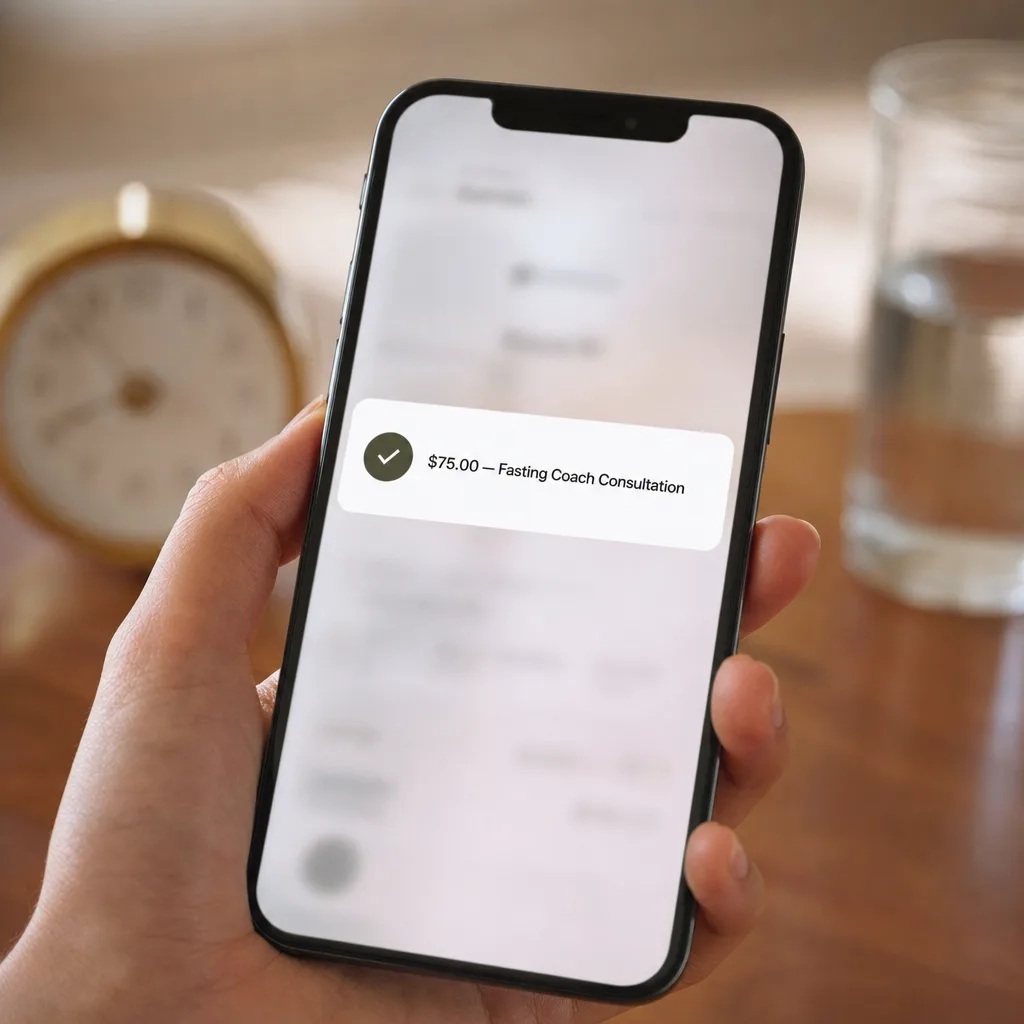 Your first paid session: payment received on the reader's phone